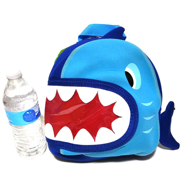 Jack & Friends Neoprene Kids Backpack/Lunch Kid's Lunch Bag for Preschool | Boy's Backpack (Shark- Small)
