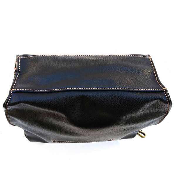 Charming Crossbody Shoulder Purse in PU Leather with Metal Purse Charm (Black Bird)