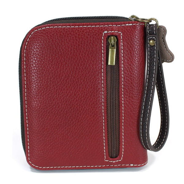 Charming Poodle Deluxe Zip around Wallet in Mauve Stripe Pattern (Pug)
