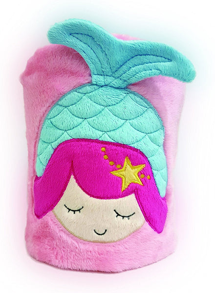 Mermaid Plush Cuddly Kids Animal Blanket and Toddlers Backpack (Pink Mermaid)