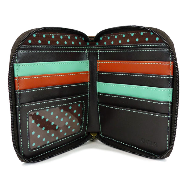 CHALA Handbags- Zip Around Wallet, Wristlet, 8 Credit Card Slots Sturdy Coin Purse ( 11 Variants)