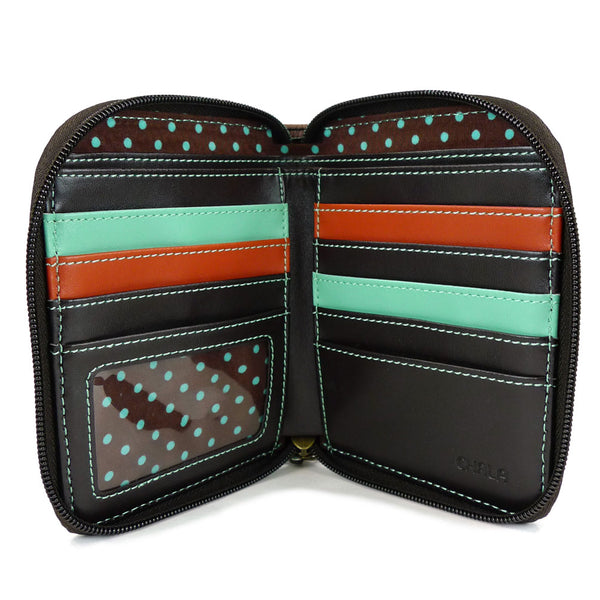 Chala Deluxe Zip around Wallet with 8 Credit Cards Slots - (Pink Butterfly)